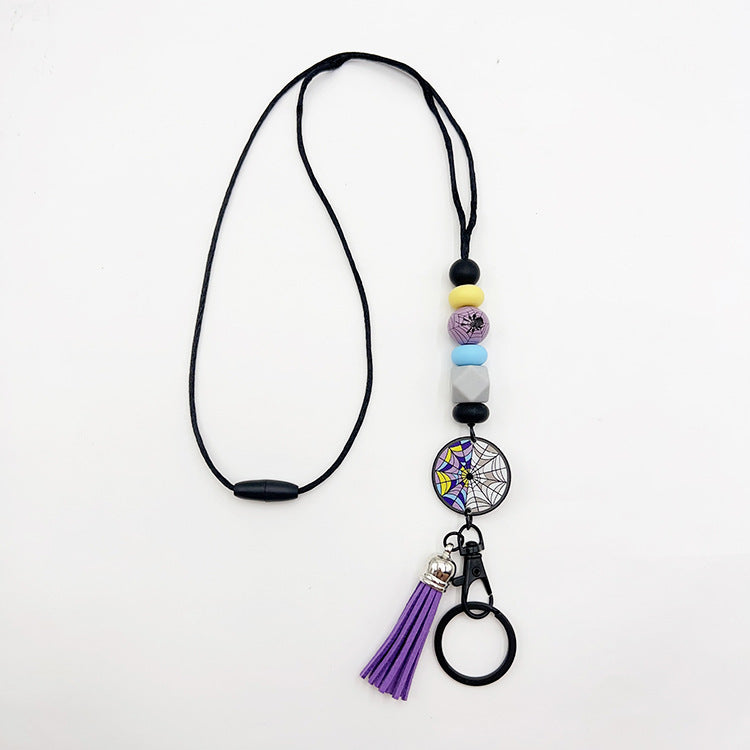 Wholesale Halloween Silicone Beads Easy Pull Lanyard Keychain
